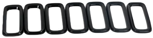 Kühlergrill 7Pcs ABS Schwarz Für Jeep Für Renegade 2015 2016 2017 Front Gitter Grille Einsätze Racing Grill Rahmen Trim Front- & Kühlergrille(A)