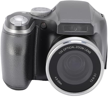 Generic Generic Appareil Photo Numérique 4K 60M avec écran LCD Flash LED Zoom Optique 12x pour Paysages de Portraits de Voyage, Appareil Photo Numérique Rétro Portable pour Les Amateurs de (Silver)