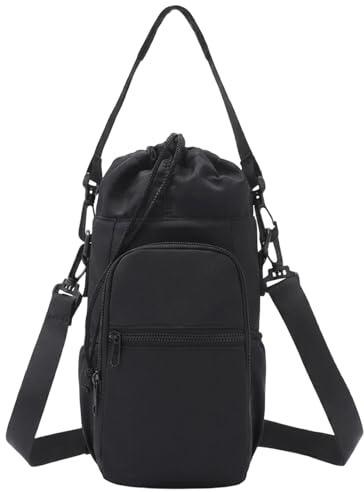 Water Bottle Bag with Shoulder Strap, Water Bottle Carrier with Shoulder Strap for Outdoor Activities, Compact 27x12x10 cm Water Bottle Sling for Hiking Fitness Commuting