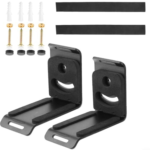 Soundbar Wall Mount Bracket with Fixation Straps for Samsung for SONY for JBL for SONOS, Sturdy ABS TV Sound Bar Shelf Holder Under Screen, Secure Anti-Slip Design for Home Theater Audio Setup Black 2