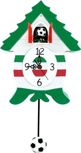 Gift Company Einrichtungsgegenstände Wanduhr CuCu 'Fußball Italien, Kunststoff, weiß/rot/grün, 24 x 10 x 30 cm