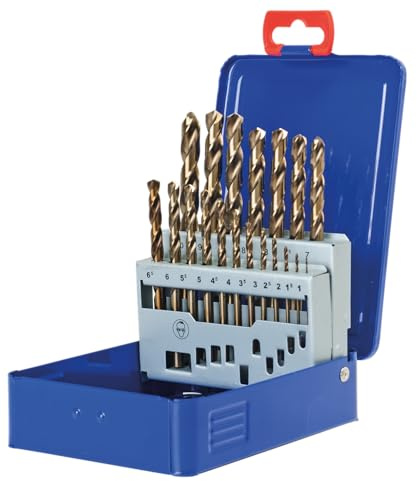 SW-Stahl 80619L Bohrersatz 19-tlg. - HSS-E Co5 Spiralbohrer - DIN 338 | Kobaltlegierter Metallbohrersatz 1-10 mm für V2A und V4A Stahl, Kreuzanschliff 135 Grad, in Stahlblechkassette