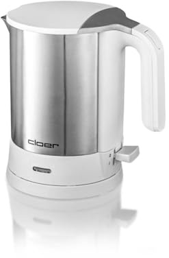 Cloer 4891 Wasserkocher, 2200 W mit verdecktem Heizelement, Trockengeh- und Überhitzungsschutz für bis zu 1,2 L, mattierter Edelstahlbehälter weiß