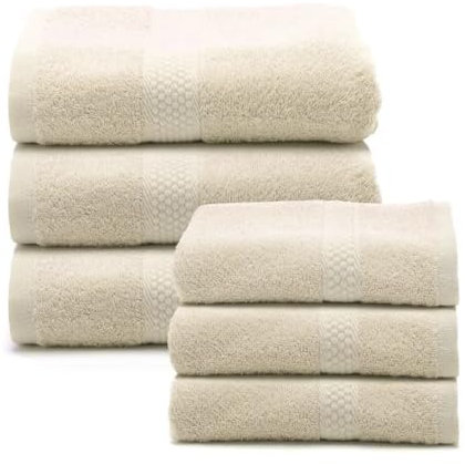 CALEFFI - Set Asciugamani Bagno Viso e Bidet in Morbida Spugna 100% Cotone con 3 Asciugamani Viso 55x100 cm + 3 Asciugamani Bidet Ospite 40x60 cm, Asciugamano Resistente a Lavaggi Frequenti e Durevole