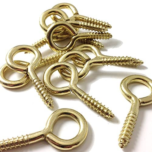 Merriway BH02310 (25 Pcs) EB Picture Mirror Frame Screw-In Eye, Brass Plated 14mm (9/16 inch) - Pack of 25 Pieces