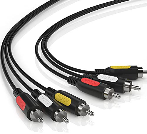 V.TOP Adaptateur Cinch RCA Composant Video/Audio - Câble RCA Rouge,blanc et jaune, Male vers Male