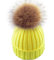 feifanshop Warm Mütze Pelz Bommel Echtpelz Waschbär Ski-Mütze Fellbommel Pelzbommel Raccoon (neon gelb)