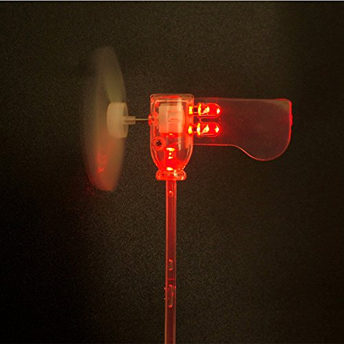 FEVERWORK Red Green White Blue Vertical DIY Small Dc Motor LED Windmill Turbines Wind Generator Model - Red