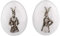 H.Bauer jun. kleines Porzellan Deko Eier Set - nostalgische Motiv-Eier mit Hasen Lady & Hasen Gentleman zum Aufstellen Ø 6.5 cm - 7.8 cm hoch - 2-teilig - für Ostern oder Frühlings-Deko
