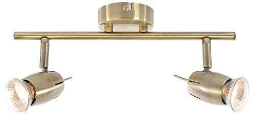 LITECRAFT Frank Spotlight Straight Bar Adjustable Ceiling 2 Light- Antique Brass