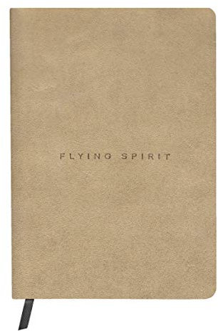 Clairefontaine 103946C Heft Flying Spirit, Cover aus Leder, 14,8 x 21cm, Fadenbindung, Lesezeichen, 90 Blatt, 90g, liniert, 1 Stück, Beige