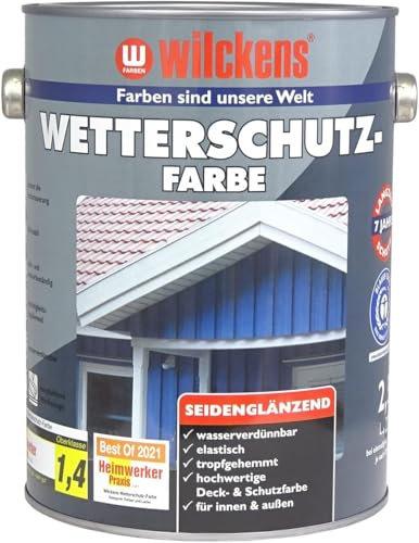 Wetterschutzfarbe 2,5 l Reinweiß Farbe ca. 25 m² Holzfarbe Innen Außen Wilckens Deckfarbe