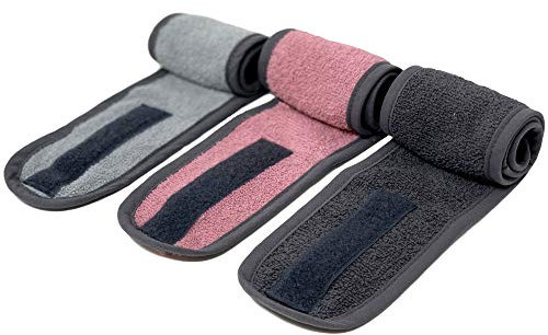 HOMELEVEL Kosmetik Haarband 3er Set - 3x Frottee Abschmink Haarband - Kosmetik Stirnband zum Abhalten der Haare - Headband Skincare 100% Baumwolle - One Size