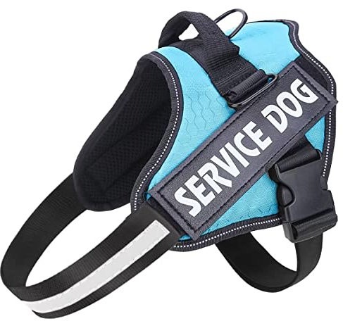 Belababy Soft No Pull Dog Harness X Small, Adjustable Assistance Service Dog Vest with Safety Buckle, Reflective Breathable Outdoor Training Dog Harness（Light Blue）