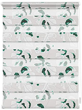 Lichtblick Doppelrollo Klemmfix ohne Bohren mit Motiv, Monstera - Schwarz, Blickdicht, Made in Germany, Klemmträger, Julia Schumacher 60 cm x 150 cm (B x L)