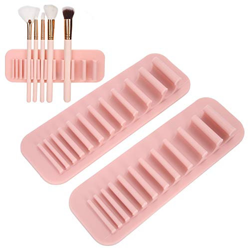 2-teiliger Silikon-Make-up-Pinsel-Trockenständer Make-up-Pinselhalter Geeignet für Pinsel Unterschiedlicher Größe Kosmetischer Pinsel-Trockengestell Wandmontierter Zahnbürsten-Aufbewahrungsregal-Organ
