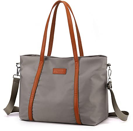 Sac pour ordinateur portable étanche et léger en nylon pour femme - Pour ordinateur portable de 15,6 pouces, gris, X-Large