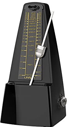 Linrax M1 Mechanisches Metronom für Klavier Violine Gitarre Bass Ukulele Schlagzeug Saxophon Banjo Mandoline und alle Musikinstrumente, Spur Tempo und Beat, Lauter Sound, Hohe Präzision, Schwarz
