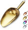Berglander Gold Ice Scoop de 6 oz, titanio, chapado en oro, metal, para hacer hielo, multiusos para dulces, bodas, cocina, bar, fiesta, mascota, animal, perro, comida