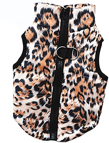 ZESLIV Hunde Winterjacke Thermo Hundemantel für Kleine und mittelgroße und großer Hunde Haustier Leopardenmuster Hundejacke Winterweste