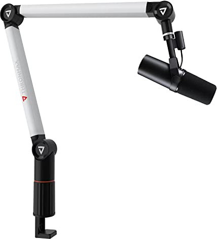 THRONMAX Flex S5 - Soporte profesional para micrófono para transmisión de juegos, podcasting y transmisión, soporte de micrófono de acero inoxidable resistente con adaptador de 3/8 a 5/8 pulgadas,