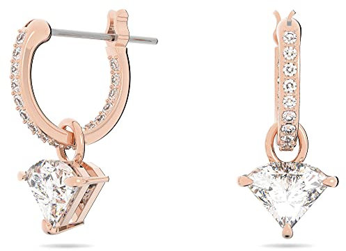 Swarovski Ortyx drop earrings, Triangle cut, White, Rose gold-tone plated