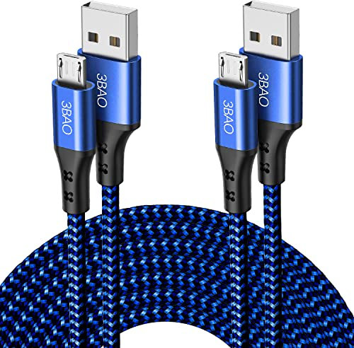 Micro USB Kabel 2 Stück 3M3M, Ladekabel Micro USB Schnellladekabel kompatibel mit Galaxy S7 S6 S5 J7 (2018) J6 J5, Huawei P Smart, P40 Lite E, P10 Lite, Y9 Y8 Y7, PS4 Controller