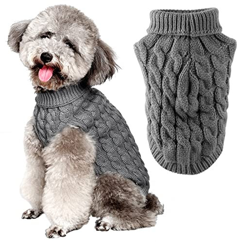 FWLWTWSS Hundepullover, Winter Warmer Hundepullover Kleine Hunde Rollkragen Strickpullover Hunde Pullover Weich Hundekleidung Hundepulli Hund Kleidung für Kleine Mittelgroße Hunde und Katzen X-Large