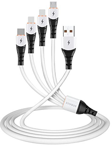 SDBAUX 𝑴𝒖𝒍𝒕𝒊 𝑳𝒂𝒅𝒆𝒌𝒂𝒃𝒆𝒍 USB C Kabel, 4 in 1 USB Ladekabel USB A auf 2 iP+ 1 Micro USB Kabel+ 1 USB Kabel Typ C, 1.2M USB C Kabel für iP Samsung Google LG