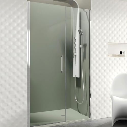 Box doccia anteriore 1 scorrevole + 1 fisso, vetro trasparente temperato 6 mm, anticalcare, divisori doccia scorrevoli, larghezza adattabile, 103,6 – 107,6 cm | box doccia facile installazione |
