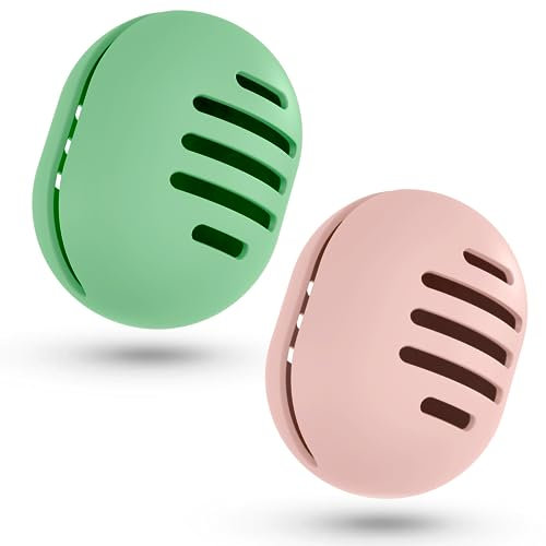 Fauxomor Lot de 2 Respirant Porte-éponge de Maquillage pour les Voyages,Support Eponge Maquillage en Silicone Incassable,étui Portable pour tous Les Types Beauty Blender,Rose+Vert
