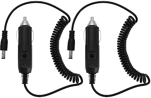 VGOL 2PCS DC 5.5mmx2.1mm Car Cigarette Lighter Male Plug Adapter Coiled Cable Car Charger Extension Power Supply Cable 1.2m 12V 3A DC for Car GPS LED Lights