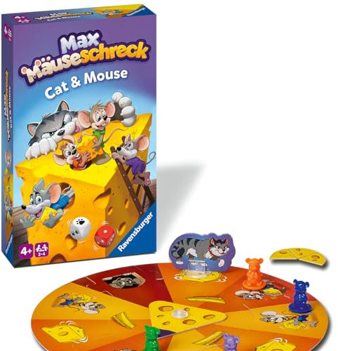 Ravensburger 22466 - Max Mäuseschreck- Katz & Maus Spiel für Kinder ab 4 Jahren, Würfel- und Sammelspiel für 2-4 Spieler