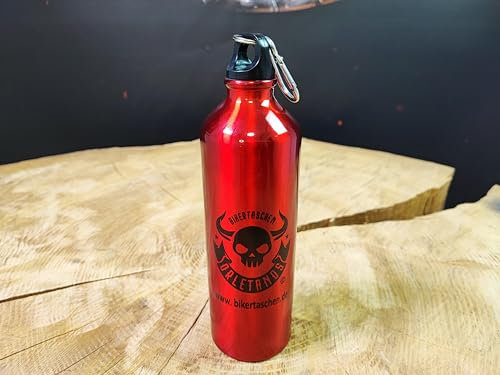 ORLETANOS Réservoir à essence en aluminium - 800 ml - Rouge brillant - Avec crâne - Compatible avec Harley Davidson Sportster Softail Rocker Biker - Poches latérales