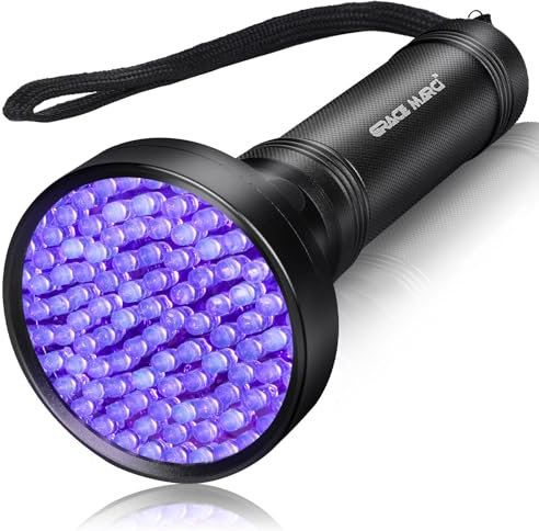 Grace Marci UV Flashlight Black Light, 100 LED 395 nm Blacklight, Pet Urine Detector for Dog/Cat Urine, Dry Stains, Bed Bug, Scorpion,Dry Pet Stains(Middle Switch)
