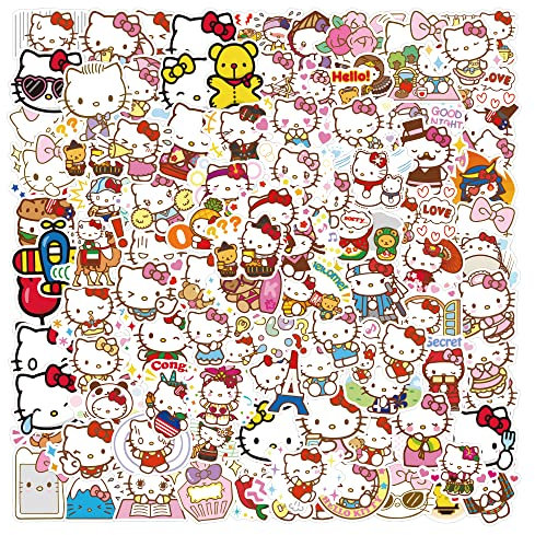 100pcs Kitty Stickers Die Cut Vinyl Sticker Variety Pack - Laptop, Water Bottle, Scrapbooking, Tablet, Skateboard, Indoor/Outdoor