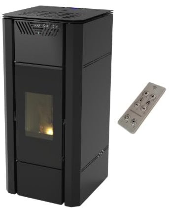 Termostufa Idro Ventilata Flora 20 Nero 19,27 kW 4 Stelle 188 m2 Riscaldabili On Fire Line (Stufa + Telecomando)