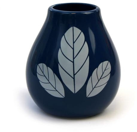 Mate Green Taza de cerámica de Calabaza Hoja Dark Blue taza, 350 ml