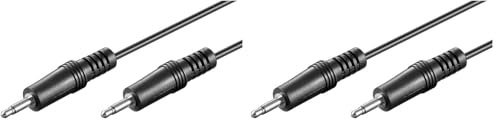 goobay 50460 Cavo di collegamento audio/cavo trigger/cavo AUX mono con due spine jack da 3,5 mm per il collegamento di dispositivi audio / 2 pin / 1,5 metri (Confezione da 2)