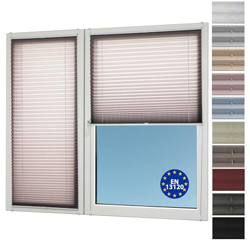 Sunlusso Klemmfix Plissee ohne Bohren Blickdicht (Silber-Grau, 40 x 140 cm) - lichtdurchlässig, ohne Verdunkelung - Fensterrollos, Klemmrollos, Rollos für Fenster ohne Bohren