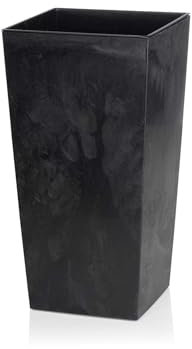 HowHomely Blumentopf Schwarz 47 x 25 x 25 cm Pflanzkübel Groß Außen - Blumenkübel mit Pflanzkübel Einsatz - Pflanzkübel Rechteckig Betonoptik für Wohnzimmer oder Garten