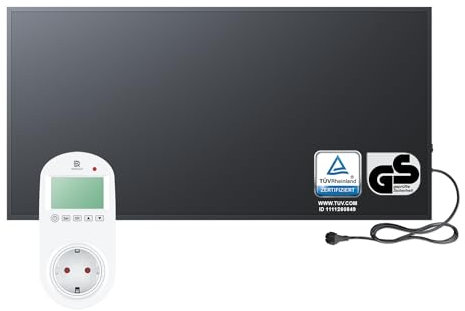 BR Bringer Infrarotheizung 1000 Watt - mit Steck-Thermostat - Infrarot Elektroheizung Energiesparend - 5 Jahre Garantie, TÜV GS - Deutsche Qualitätsmarke (schwarz)