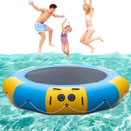 CHDGSJ Inflatable Water Trampoline,Recreational Water Bouncer with Electric Pump,Portable Bounce Swim Platform floating mat for Lakes,Pools,Calm sea(5m)