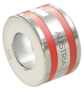 WearTravelers Travel Charm with Country Name and National Flag Colours - Compatible with All Brands - 925 Sterling Silver Charm for Bracelets and Necklaces Gift Idea for the Traveller (Austria)