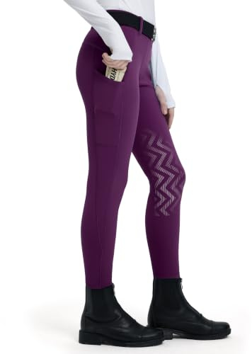 FitsT4 Sports Kinder Winterreithose Reitleggings Kniescheibe Silikon | Mädchen Winter Thermo Reithose Kniescheibe Silikon mit Handytasche und Taschen für das Reittraining
