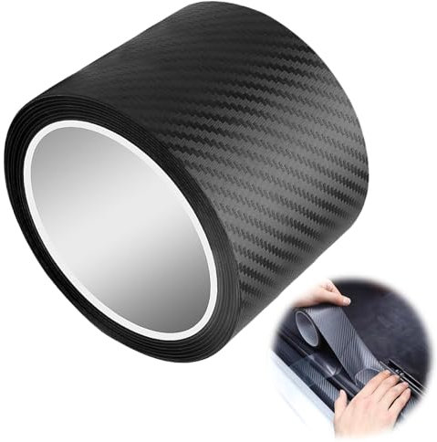 SUPRROW Autofolie Schwarz,einstiegsleisten kohlefaser Aufkleber,10cm*3m Carbon Fiber Folie,Selbstklebend Autofolie,Autofolie schwarz Selbstklebend Schutz für Auto Motorrad