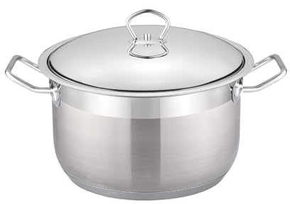Edelstahl Kochtopf InduktionTopf Pfanne Deckel Suppentopf Silber 34 cm
