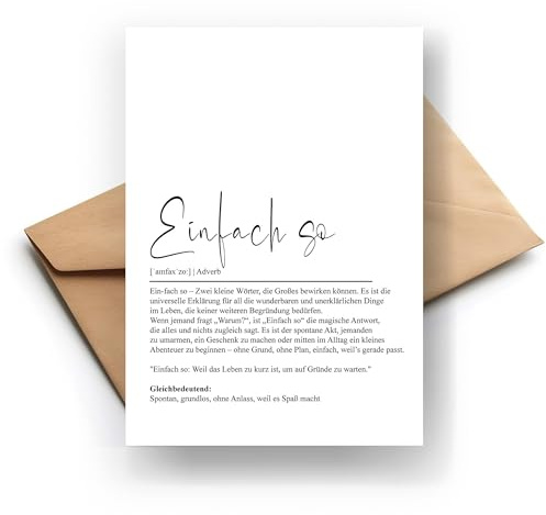 Einfach so - Witzige Definitions-Klappkarte – Humorvolles Geschenk für Freunde & Familie, Für jeden Anlass
