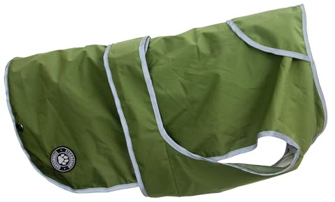 Ancol Stormguard Softshell-Hundemantel in Khaki, wasserdichte Haustier-Regenjacke mit Reißverschluss-Lochung, reflektierende Kanten, Welpenbekleidung, Größe M