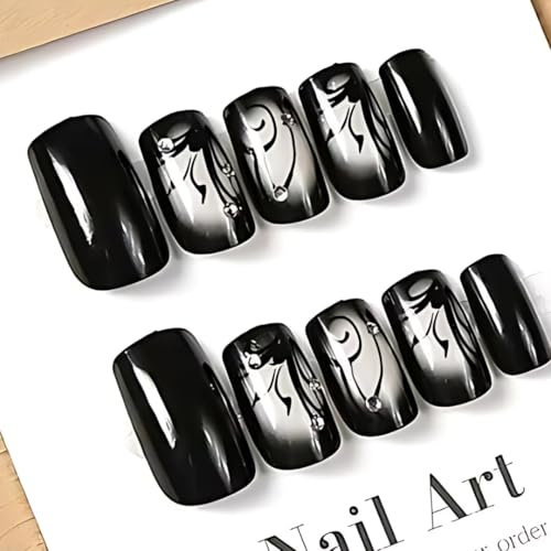Halloween Short Press on False Nails, 24 Pieces, Creative Design, Short Square, Acrylic